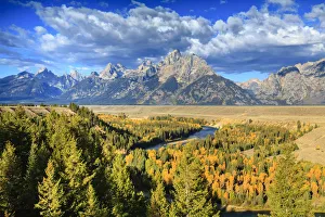 View of Grand Teton Range from Snake River Overlook. Grand Teton National Park, Wyoming View of Grand Teton Range from Snake River Overlook. Grand Teton National Park, Wyoming