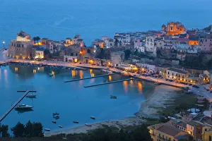 View over harbour at dusk, Castellammare del Golfo, Sicily, Italy View over harbour at dusk, Castellammare del Golfo, Sicily, Italy