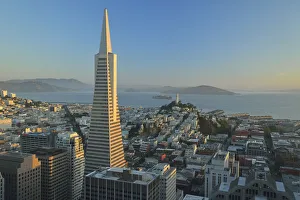 View from Hotel Mandarin Oriental over Transamerica Pyramid with Coit tower and San View from Hotel Mandarin Oriental over Transamerica Pyramid with Coit tower and San
