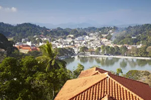 View over Kandy Lake and city centre, Kandy, Sri Lanka View over Kandy Lake and city centre, Kandy, Sri Lanka