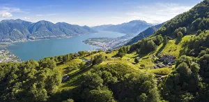 View of the stone church of Monti di Lego, overlooking Lago Maggiore, Ascona and Locarno View of the stone church of Monti di Lego, overlooking Lago Maggiore, Ascona and Locarno