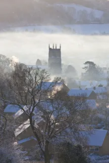 View of Wotton Under Edge, Gloucestershire, Cotswolds in winter with snow View of Wotton Under Edge, Gloucestershire, Cotswolds in winter with snow