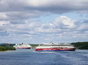 Alandic Collection: Viking Line Ferry Cruise Ships at the port in Mariehamn, Aland Islands, Finland