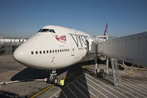Prints of Virgin Atlantic 747 aeroplane at Heathrow, London, England Heathrow Airport Prints: Virgin Atlantic 747 Aeroplane Print at Heathrow, London