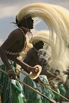 Vruniga, Rwanda. Traditional Intore dancers perform at the annual gorilla naming ceremony Vruniga, Rwanda. Traditional Intore dancers perform at the annual gorilla naming ceremony