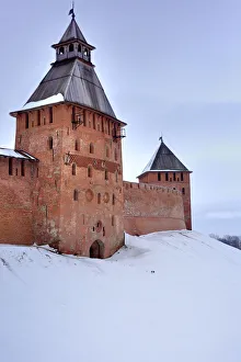 Walls and towers of Novgorod Kremlin, Veliky Novgorod, Novgorod region, Russia Walls and towers of Novgorod Kremlin, Veliky Novgorod, Novgorod region, Russia