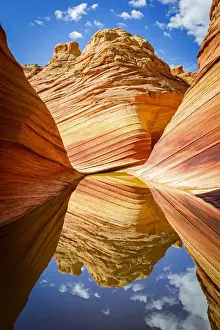 Geological Prints: The Wave Print: A Desert Rock Formation Reflecting in a Rare Puddle