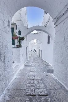 White narrow street of Polignano a Mare, Apulia, Italy