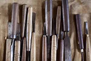 Wood workign toos used to carve wooden penises at the Gangtey Gompa. Gangteng Monastery Wood workign toos used to carve wooden penises at the Gangtey Gompa. Gangteng Monastery