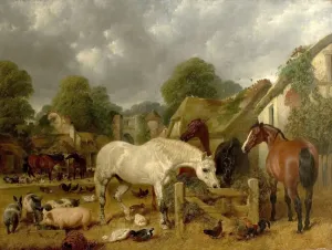 Animal Prints: Horses in a Paddock Print, Oil on Canvas