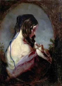 Prints of Artist: Etty, William - Title: The Doves - Date: N/A - Original Medium and Size: Oil on Wood 28.6 x 20.3 Related Prints: Etty's The Doves Print: Oil on Wood Depiction