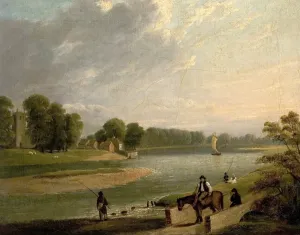 Prints of Artist: Barber, Thomas - Title: The Trent at Wilford - Date: 1840 - Original Medium and Size: Oil on Canvas 48.9 x 62.2 River Prints: The Trent at Wilford Print - Oil on Canvas Landscape