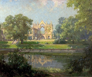 Newstead Abbey from the East, Nottinghamshire (Eagle Pond, Newstead Abbey)- Arthur Spooner Newstead Abbey from the East, Nottinghamshire (Eagle Pond, Newstead Abbey)- Arthur Spooner