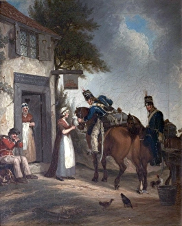 John Atkinson Prints: Print of Soldiers Refreshing with Oil on Canvas