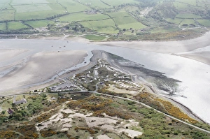Aerial view of mouth of Teifi estuary Gwbert, Cardigan Bay, Wales Aerial view of mouth of Teifi estuary Gwbert, Cardigan Bay, Wales
