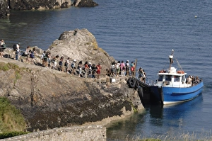 People boarding the Dale Princess Skomer Ferry, Martins Haven, Pembrokeshire, Wales, UK People boarding the Dale Princess Skomer Ferry, Martins Haven, Pembrokeshire, Wales, UK