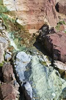 Images Dated 1st June 2009: Sea Cliffs stained green from copper deposits leaching from the old Geevor Tin Mine near St Just