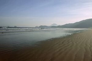 Shoreline at camburiu beach, s o Paulo, Brazill, South Atlantic