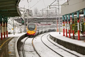 Snow at Oxenholme Train Station in the snow in Cumbria UK Snow at Oxenholme Train Station in the snow in Cumbria UK