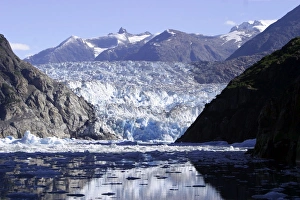 South Sawyer Glacier with icebergs/bergy bits calved off in Tracy Arm, Southeasat Alaska South Sawyer Glacier with icebergs/bergy bits calved off in Tracy Arm, Southeasat Alaska