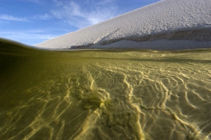 View from inside one of the lakes at Lencois Maranhenses National Park, Santo Amaro View from inside one of the lakes at Lencois Maranhenses National Park, Santo Amaro