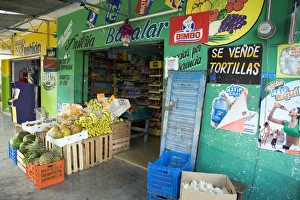Bacalar. Colorful Mexican Greengrocers shop front Bacalar. Colorful Mexican Greengrocers shop front