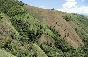 DOMINICAN REPUBLIC: San Juan province. Hillside with deep gullys caused by soil erosion DOMINICAN REPUBLIC: San Juan province. Hillside with deep gullys caused by soil erosion