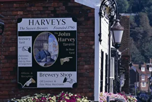ENGLAND East Sussex Lewes John Harveys Brewery sign on side of the brewery shop ENGLAND East Sussex Lewes John Harveys Brewery sign on side of the brewery shop