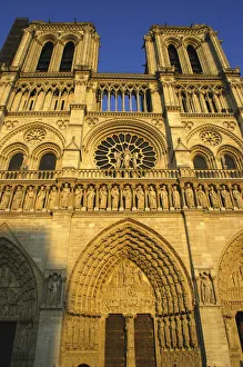 France ile de France Paris Angled view looking up at the west facade of Notre Dame France ile de France Paris Angled view looking up at the west facade of Notre Dame