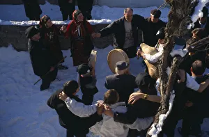 GREECE, Volakas Traditional village wedding. Dancing at the house of the bride before GREECE, Volakas Traditional village wedding. Dancing at the house of the bride before