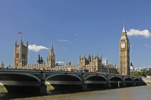 Houses of Parliament and River Thames London England Houses of Parliament and River Thames London England