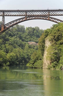 Transport Collection: Italy, Lombardy, Valle Adda, iron bridge at Paderno d Adda