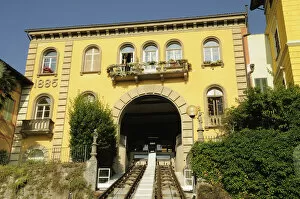 Transport Collection: Italy, Piedmont, Biella, looking up at funicular station
