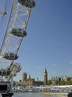The London eye and Houses of Parliament London England The London eye and Houses of Parliament London England
