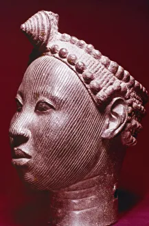 Nigeria, Ife bronze crowned head with scarification, 12th to 15th century AD in Ife Nigeria, Ife bronze crowned head with scarification, 12th to 15th century AD in Ife