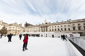 Skating on the seasonal ice rink at Somerset House, London Skating on the seasonal ice rink at Somerset House, London