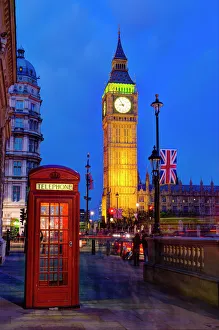 London, Houses of Parliament, Big Ben and Telephone Box London, Houses of Parliament, Big Ben and Telephone Box