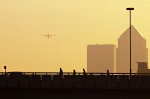 UK, England, London, London Bridge and Canary Wharf beyond UK, England, London, London Bridge and Canary Wharf beyond