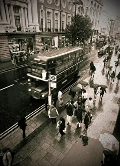 UK London Oxford Street Shoppers in the rain UK London Oxford Street Shoppers in the rain