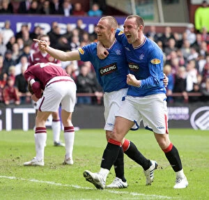 Images Dated 27th March 2010: Rangers Miller and Boyd: A Dynamic Duo Celebrates Goal in Hearts 1-4 Rangers Victory