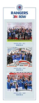 Rangers SPL Champions 3 in a Row Montage Framed Print Rangers SPL Champions 3 in a Row Montage Framed Print