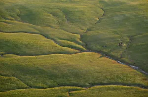 An aerial view of a field from a hot air balloon near Donana Natural reserve, southwest An aerial view of a field from a hot air balloon near Donana Natural reserve, southwest