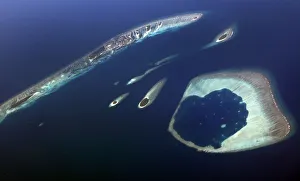 An aerial view shows an atoll in the Maldives An aerial view shows an atoll in the Maldives