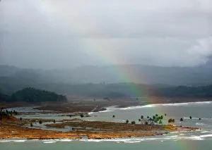 An aerial view shows a rainbow above the shores ofnorthern Sumatra islands, Indonesia An aerial view shows a rainbow above the shores ofnorthern Sumatra islands, Indonesia