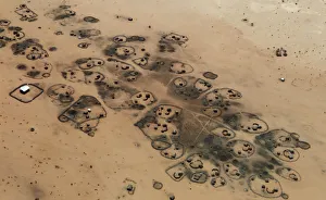 An aerial view shows a traditional Ethiopian village outside Dolo Ado near the An aerial view shows a traditional Ethiopian village outside Dolo Ado near the