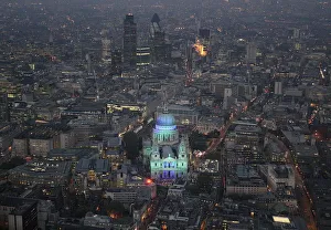 An aerial view of St Pauls Cathedral during the City Salute pageant in central London An aerial view of St Pauls Cathedral during the City Salute pageant in central London