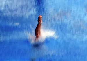 An athlete practises platform diving at the Shanghai Oriental Sports Center An athlete practises platform diving at the Shanghai Oriental Sports Center