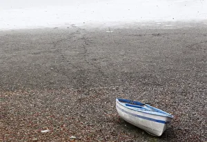 A boat is seen stranded on dry land along the Danube river bank in the city of Apatin A boat is seen stranded on dry land along the Danube river bank in the city of Apatin