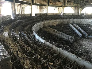 The charred interior of the parliament is seen after it was burned in post-election The charred interior of the parliament is seen after it was burned in post-election