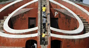 Children play inside one of the instruments of Jantar Mantar in New Delhi Children play inside one of the instruments of Jantar Mantar in New Delhi